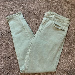 American Eagle Hi Rise Jegging Green Stretch size 14